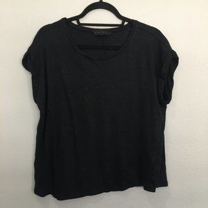 Hatch black tee with folded cap sleeves